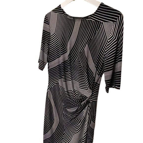 Banana Republic Black & White Dress Geometric Print Stretch Jersey Size M - Picture 3 of 9